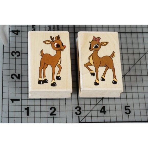 Clarise + Rudolph Reindeer Christmas Rubber Stamp Stampabilities ER1011, ER1012 - Picture 1 of 4